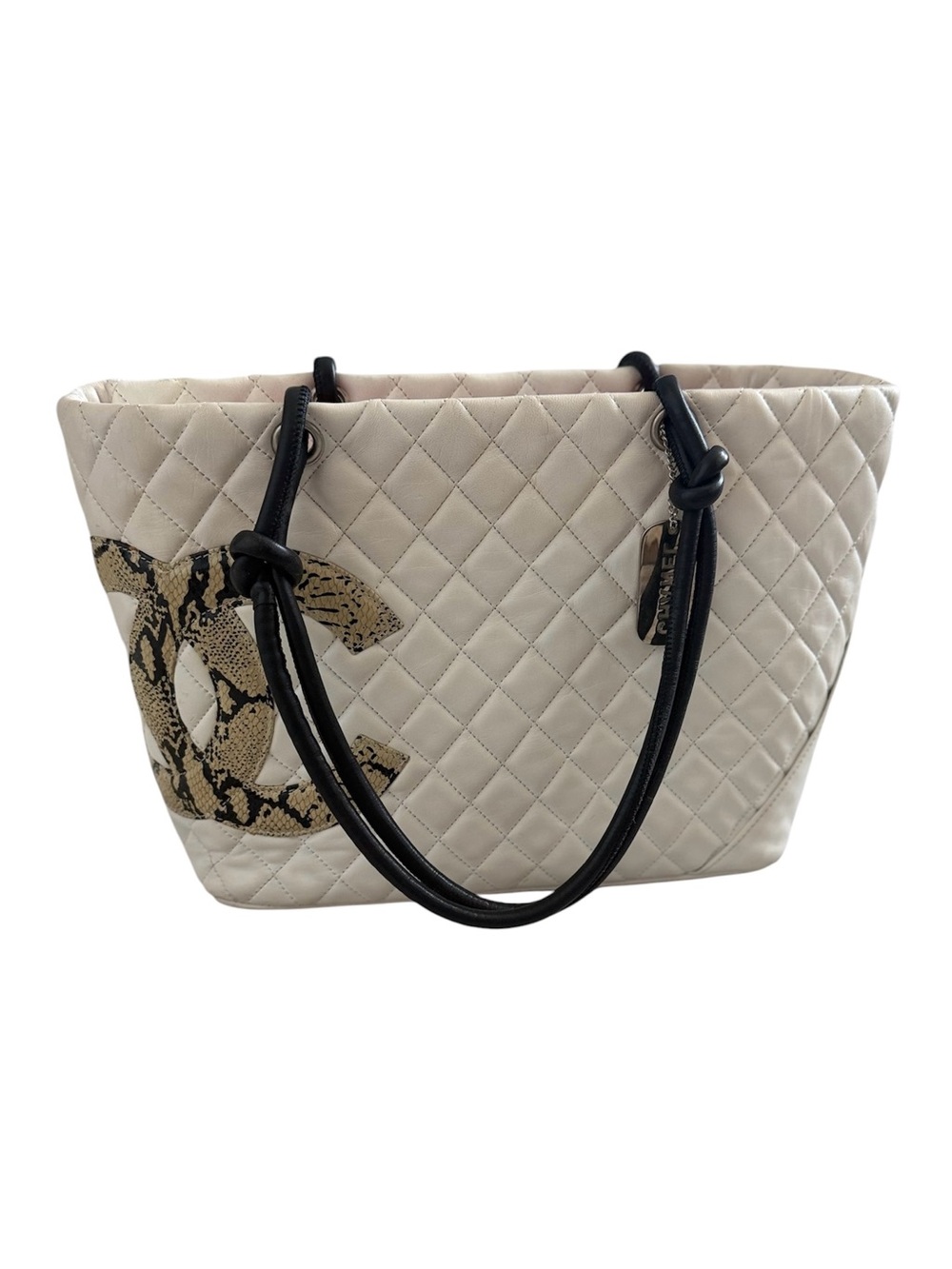 CHANEL Cambon 2004-2005 Beige Calfskin Leather Tote Shoulder Bag - Picture 2 of 16